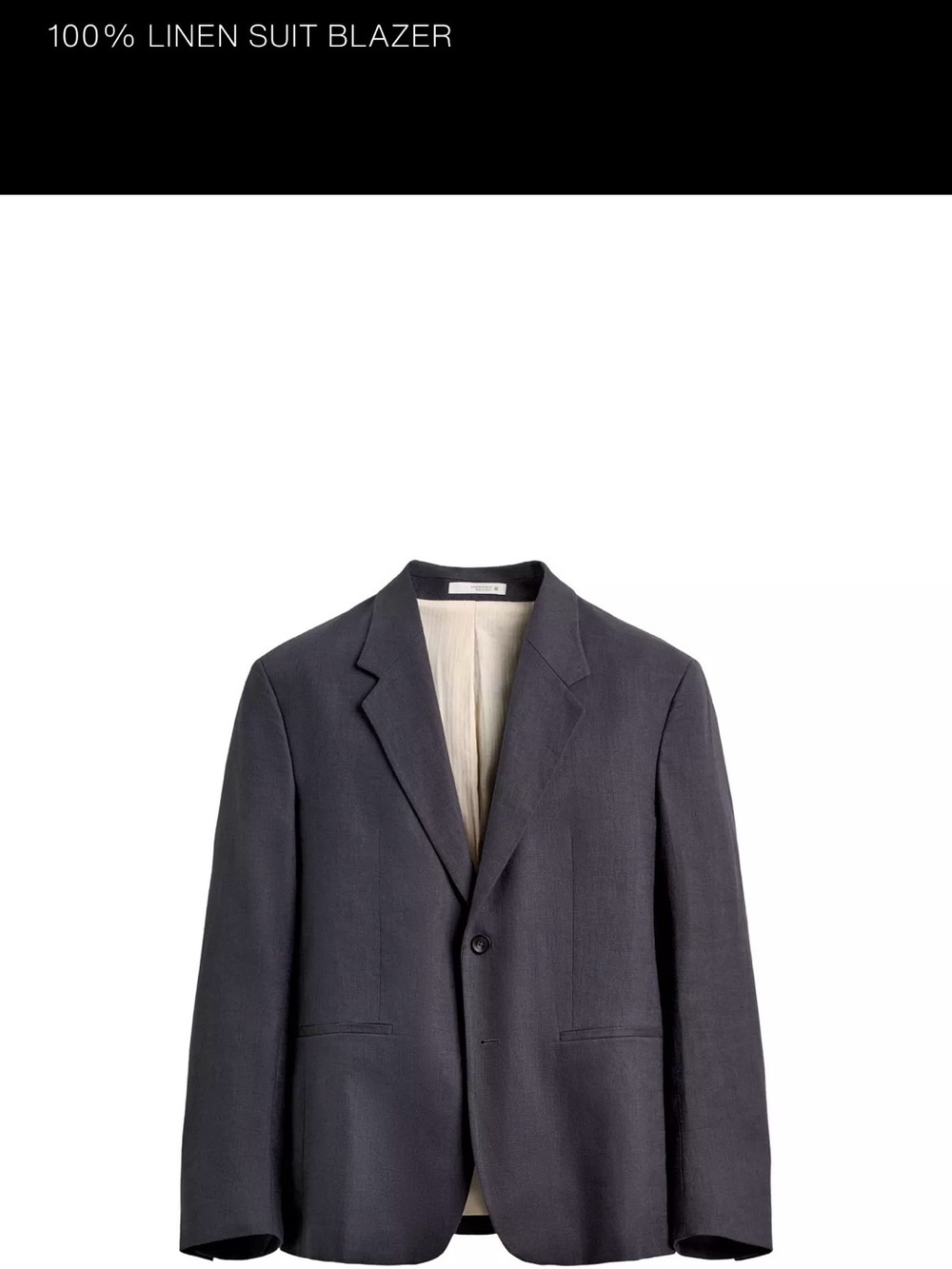 Zara Men's Linen Single-Breasted Blazer in Gray NWT